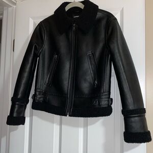 New without tags! Express Shearling Black Faux Leather Jacket!